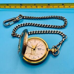 MAJESTI Vintage Pocket Quartz Watch Buck/Deer Hunting Motif Working New Battery